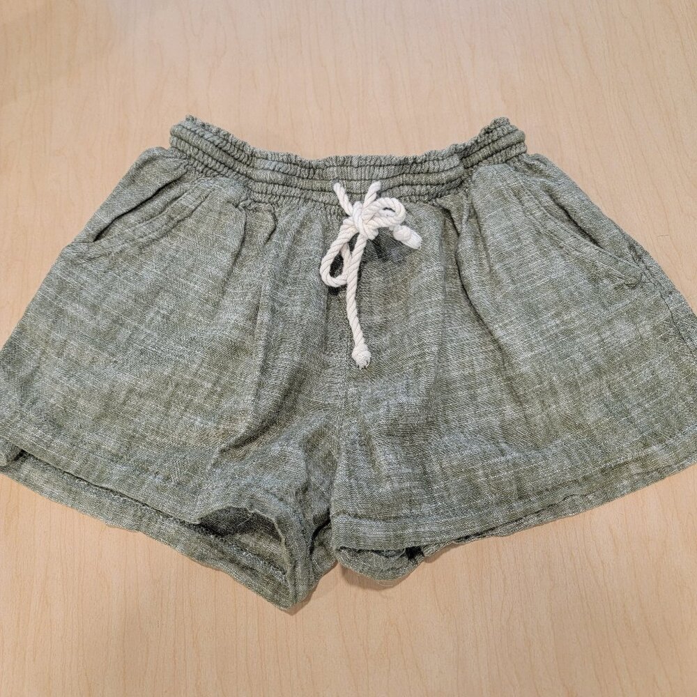 Mossimo Linen/Cotton Drawstring Green Shorts Small Women's